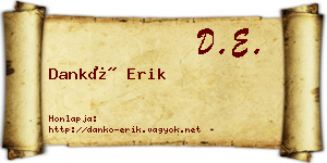 Dankó Erik névjegykártya